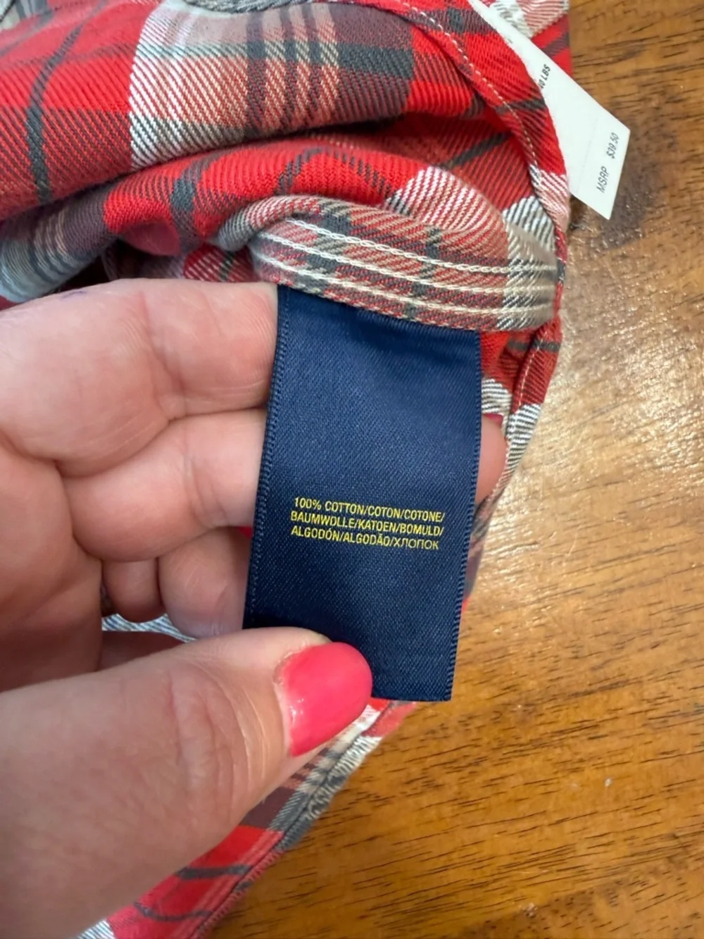 NWT Polo Ralph Lauren Red and Gray Plaid Button-Down Shirt for Kids size 4/4T